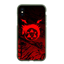 Чехол iPhone XS Max матовый Красный знак уроборос - Стальной алхимик