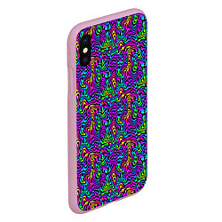 Чехол iPhone XS Max матовый Multicolored stripes, цвет: 3D-розовый — фото 2