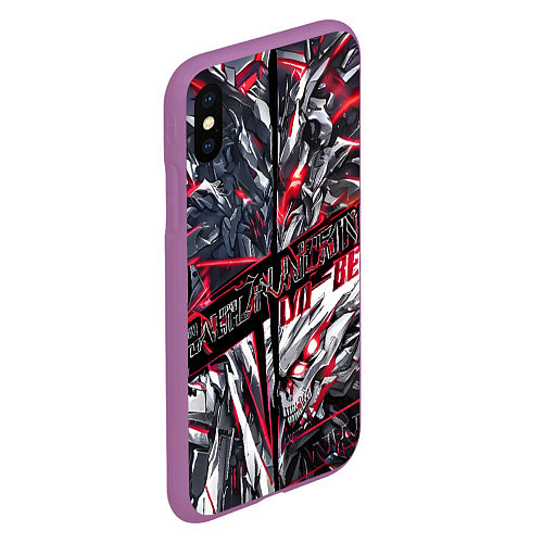 Чехол iPhone XS Max матовый Киберпанк броня красная / 3D-Фиолетовый – фото 2