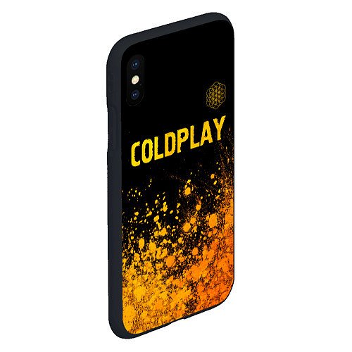 Чехол iPhone XS Max матовый Coldplay - gold gradient посередине / 3D-Черный – фото 2