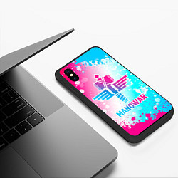 Чехол iPhone XS Max матовый Manowar neon gradient style, цвет: 3D-черный — фото 2