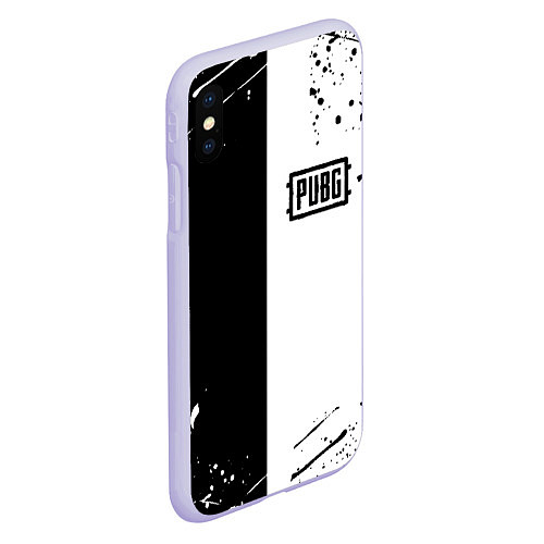 Чехол iPhone XS Max матовый Pubg чернобелые краски / 3D-Светло-сиреневый – фото 2