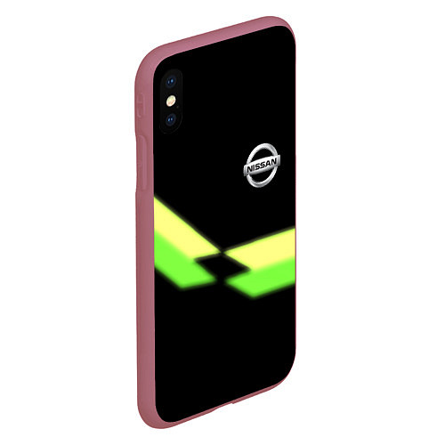 Чехол iPhone XS Max матовый Nissan logo brend auto / 3D-Малиновый – фото 2