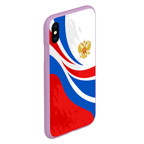 Чехол iPhone XS Max матовый Россия - спортивная униформа / 3D-Сиреневый – фото 2