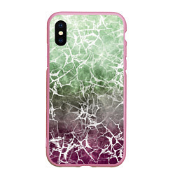 Чехол iPhone XS Max матовый Абстракция - spider web on purple-green background