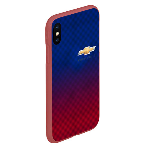 Чехол iPhone XS Max матовый Chevrolet carbon gradient / 3D-Красный – фото 2
