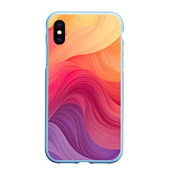 Чехол iPhone XS Max матовый Желтый красный фиолетовый градиент, цвет: 3D-голубой