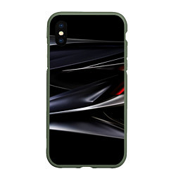 Чехол iPhone XS Max матовый Black red abstract