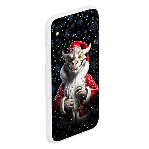 Чехол iPhone XS Max матовый Santa dragon / 3D-Белый – фото 2