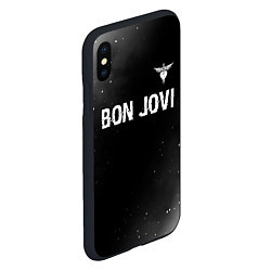 Чехол iPhone XS Max матовый Bon Jovi glitch на темном фоне посередине, цвет: 3D-черный — фото 2