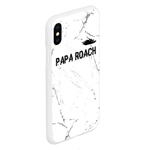 Чехол iPhone XS Max матовый Papa Roach glitch на светлом фоне посередине / 3D-Белый – фото 2