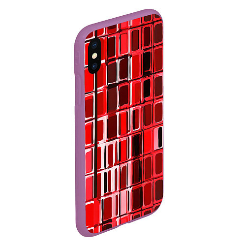 Чехол iPhone XS Max матовый Красные прямоугольники / 3D-Фиолетовый – фото 2