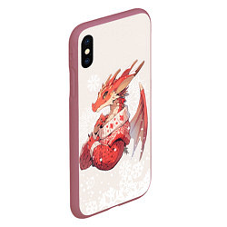 Чехол iPhone XS Max матовый Красный дракон в свитере, цвет: 3D-малиновый — фото 2