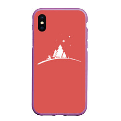 Чехол iPhone XS Max матовый Minimalistic Christmas, цвет: 3D-фиолетовый