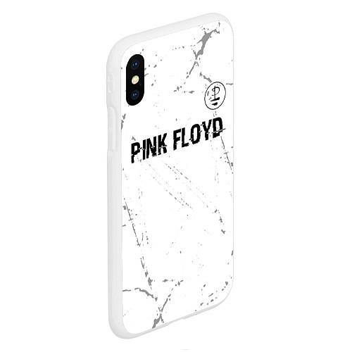 Чехол iPhone XS Max матовый Pink Floyd glitch на светлом фоне посередине / 3D-Белый – фото 2