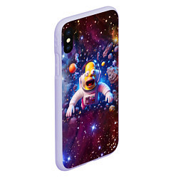 Чехол iPhone XS Max матовый Homer Simpson in space - ai art, цвет: 3D-светло-сиреневый — фото 2