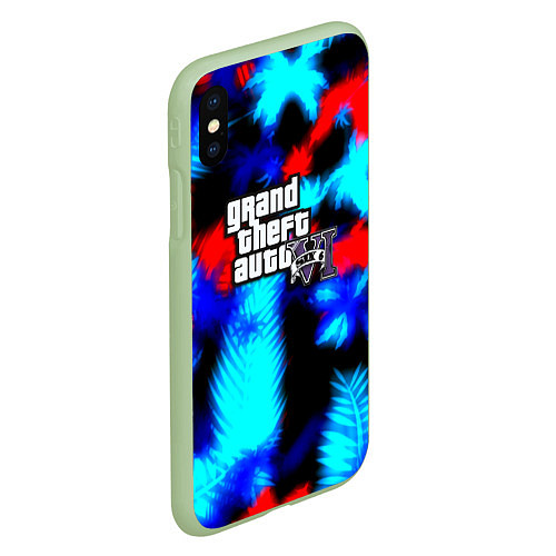 Чехол iPhone XS Max матовый GTA 6 тропики / 3D-Салатовый – фото 2