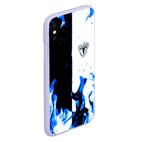 Чехол iPhone XS Max матовый Tesla Elon Mask fire / 3D-Светло-сиреневый – фото 2