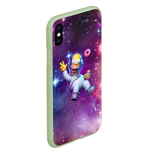 Чехол iPhone XS Max матовый Homer Simpson in space - ai art / 3D-Салатовый – фото 2