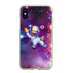 Чехол iPhone XS Max матовый Homer Simpson in space - ai art, цвет: 3D-салатовый