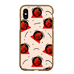 Чехол iPhone XS Max матовый Петух и линии