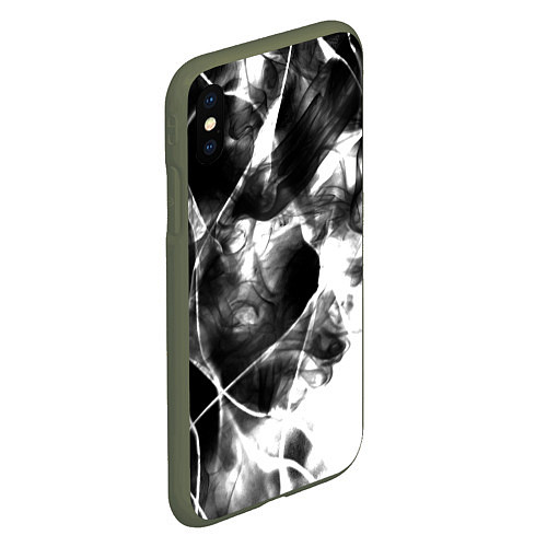 Чехол iPhone XS Max матовый Черный дым и паттерны / 3D-Темно-зеленый – фото 2