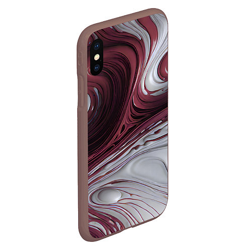 Чехол iPhone XS Max матовый Бело-розовая краска / 3D-Коричневый – фото 2