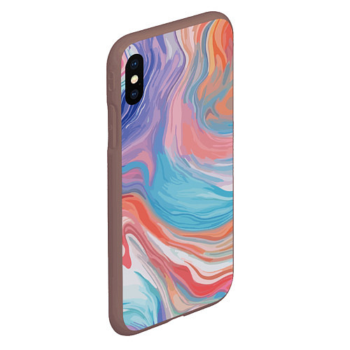 Чехол iPhone XS Max матовый Цветной вихрь / 3D-Коричневый – фото 2