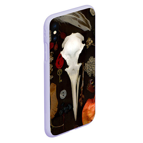 Чехол iPhone XS Max матовый Череп и физалис over / 3D-Светло-сиреневый – фото 2