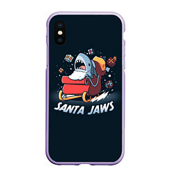 Чехол iPhone XS Max матовый Santa Jaws, цвет: 3D-светло-сиреневый