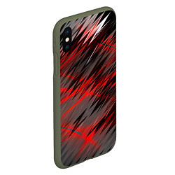 Чехол iPhone XS Max матовый Красные полосы надрезы, цвет: 3D-темно-зеленый — фото 2