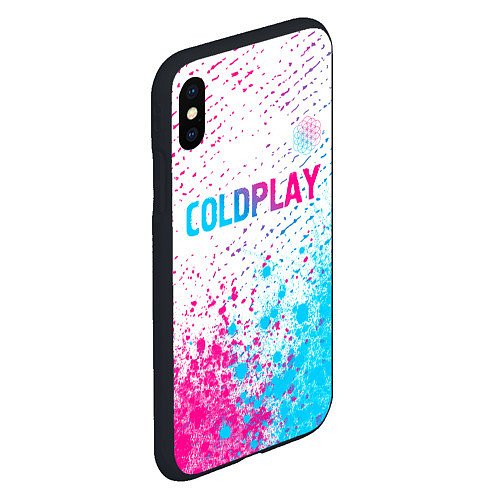 Чехол iPhone XS Max матовый Coldplay neon gradient style посередине / 3D-Черный – фото 2