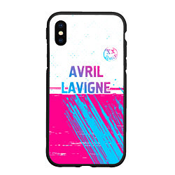 Чехол iPhone XS Max матовый Avril Lavigne neon gradient style посередине, цвет: 3D-черный