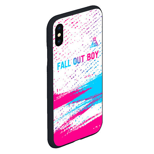 Чехол iPhone XS Max матовый Fall Out Boy neon gradient style посередине / 3D-Черный – фото 2