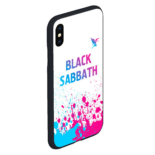 Чехол iPhone XS Max матовый Black Sabbath neon gradient style посередине / 3D-Черный – фото 2