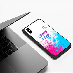 Чехол iPhone XS Max матовый Linkin Park neon gradient style посередине, цвет: 3D-черный — фото 2