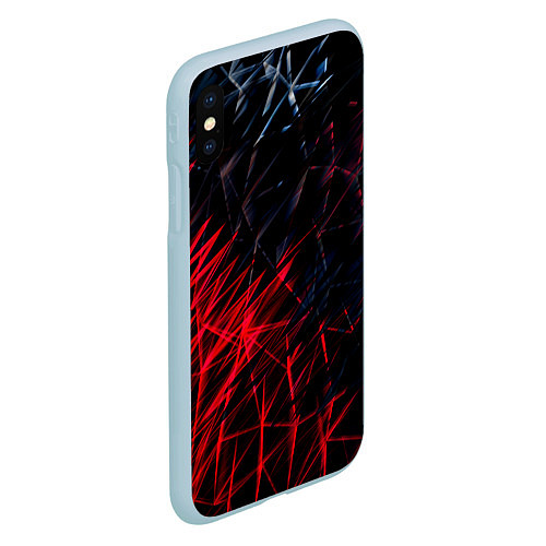 Чехол iPhone XS Max матовый Красно чёрные узоры / 3D-Голубой – фото 2