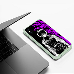 Чехол iPhone XS Max матовый Маки Зенин и фиолетовый огонь - Магическая битва, цвет: 3D-салатовый — фото 2