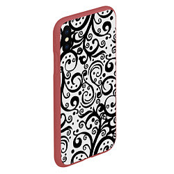 Чехол iPhone XS Max матовый Чёрный кружевной узор, цвет: 3D-красный — фото 2