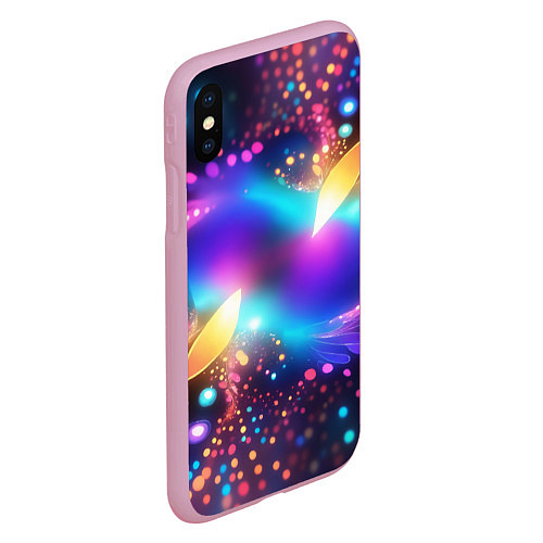 Чехол iPhone XS Max матовый Абстрактный розово синий фрактал / 3D-Розовый – фото 2