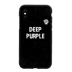 Чехол iPhone XS Max матовый Deep Purple glitch на темном фоне посередине, цвет: 3D-черный