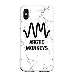 Чехол iPhone XS Max матовый Arctic Monkeys glitch на светлом фоне, цвет: 3D-белый