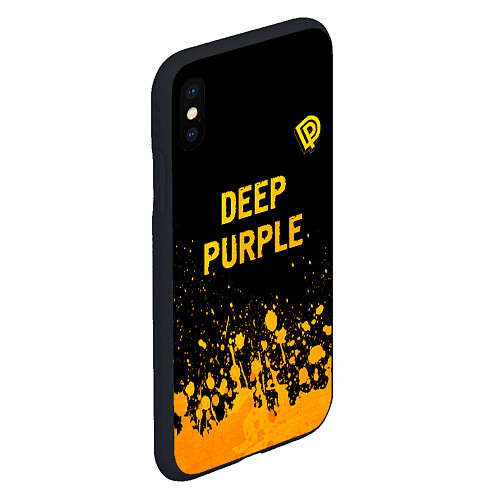 Чехол iPhone XS Max матовый Deep Purple - gold gradient посередине / 3D-Черный – фото 2