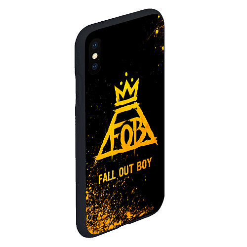 Чехол iPhone XS Max матовый Fall Out Boy - gold gradient / 3D-Черный – фото 2