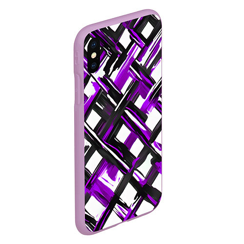 Чехол iPhone XS Max матовый Фиолетовые и чёрные мазки / 3D-Сиреневый – фото 2