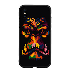 Чехол iPhone XS Max матовый Морда гориллы поп-арт