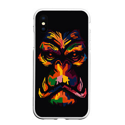 Чехол iPhone XS Max матовый Морда гориллы поп-арт, цвет: 3D-белый