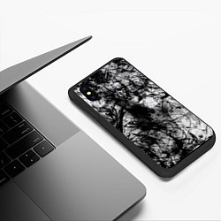 Чехол iPhone XS Max матовый Белый камуфляж, цвет: 3D-черный — фото 2