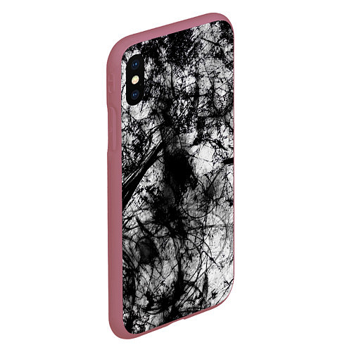 Чехол iPhone XS Max матовый Белый камуфляж / 3D-Малиновый – фото 2