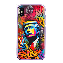 Чехол iPhone XS Max матовый Дональд Трамп - граффити - нейросеть